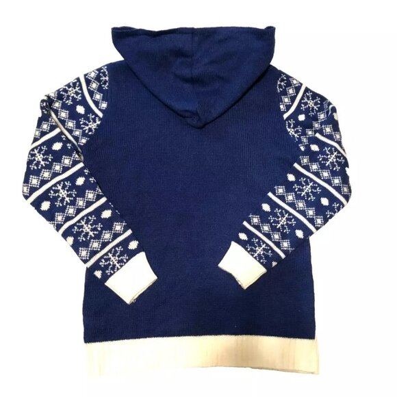 UGLY CHRISTMAS SWEATER HOODIE SZ S SNOWMAN BY FUNZIES BLUE WHITE WINTER WOMENS - Picture 3 of 5